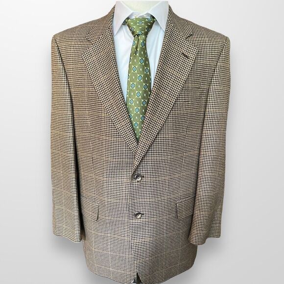 Jos A Bank Executive Wool Silk Brown Blazer Tweed Sport Jacket 40R Casual - Picture 1 of 12